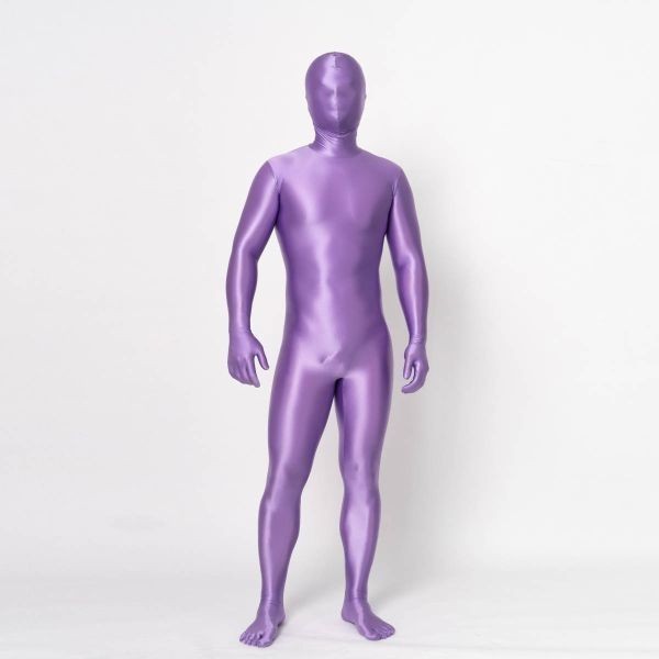 全身タイツ 超光沢 紫 男性女性兼用 Lサイズ ゼンタイ コスプレ ZENTAI レオタード ボディースーツ 仮装 イベント コスチューム 戦隊