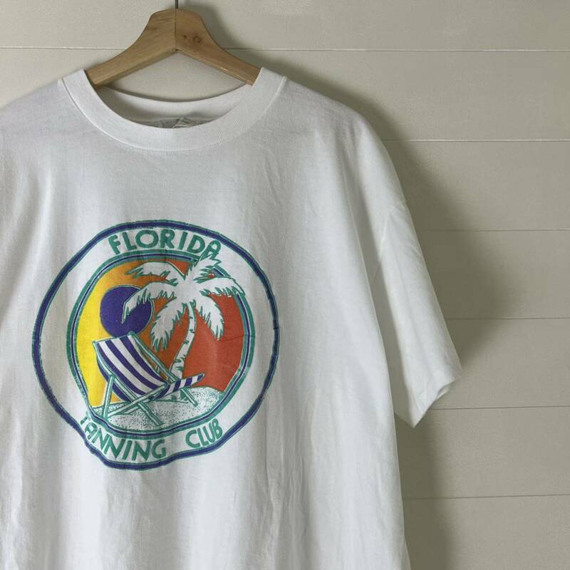 80s 90s USA製 白 プリントTシャツ 半袖Tシャツ FLORIDA フロリダ アメリカ製 古着 vintage ヴィンテージ フリーサイズ スーベニアプリント