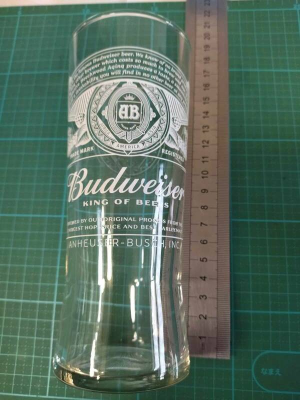 非売品 バドワイザー ロゴ マーク グラス 未使用 ビール エンボス ビア タンブラー logo KING OF beer s Budweiser glass