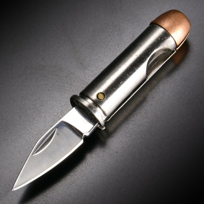 ピストル弾型 折りたたみナイフ 44マグナム弾 シルバー [ 1個 ] フォルダー フォールディングナイフ ホールディングナイフ