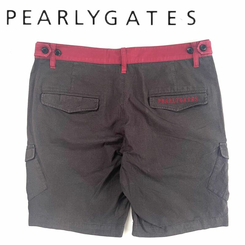 【送料無料】Pearly Gates パーリーゲイツ　千鳥格子柄　ハーフパンツ　メンズ　5 L ロゴ　ゴルフ　GOLF ズボン　ショートパンツ