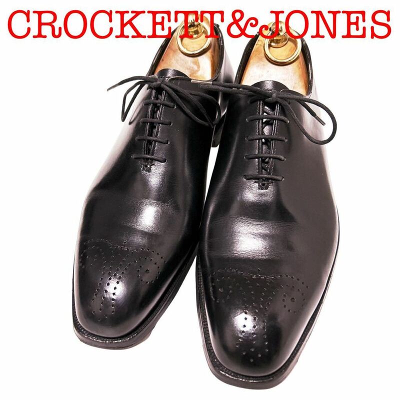 155.CROCKETT&JONES クロケットアンドジョーンズ WEYMOUTH ホールカット ワンピース ドレスシューズ ビジネスシューズ ブラック 5.5E