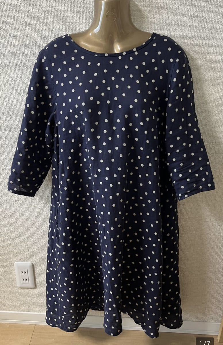 d.comfort 水玉・ドット リネン ワンピース（日本製）