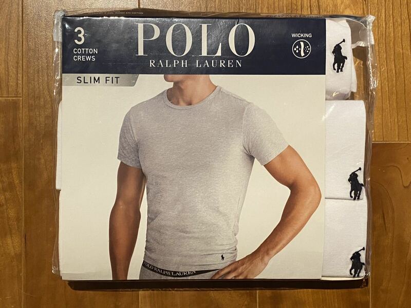 希少 Polo by Ralph Lauren クルーネックTシャツ スリムフィット ホワイト 3枚組 US Sサイズ 国内Mサイズ ポロ ラルフ ローレン SLIM FIT