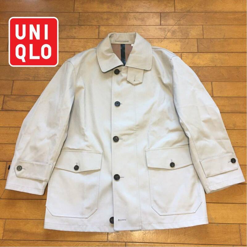 ★【 UNIQLO 】★ ショート丈 ステンカラーコート レインコート ベーシック カジュアルコート★サイズL★O653