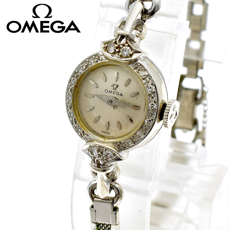 OMEGA オメガ 14K 42931 T7545 212 ダイヤベゼル 手巻き レディース腕時計 シルバー