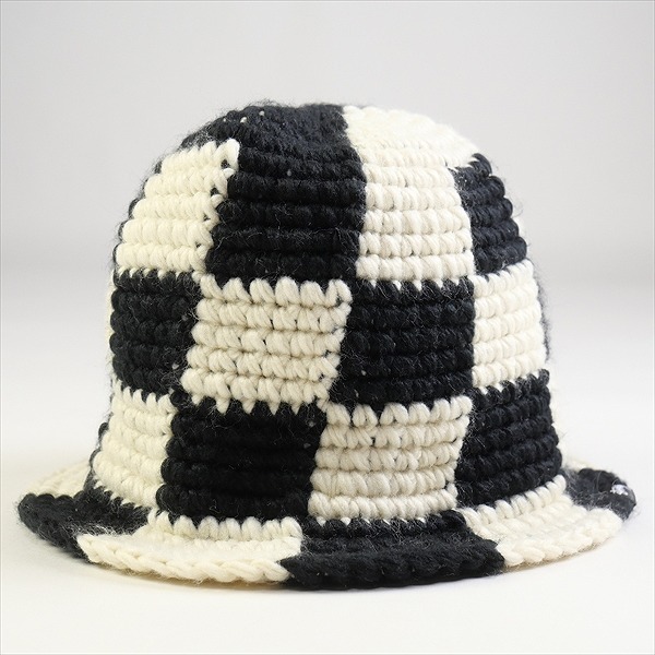 STUSSY ステューシー 23AW BUCKET HAT CHECKER KNIT BLACK/WHITE ハット 白黒 Size 【フリー】 【新古品・未使用品】 20774243