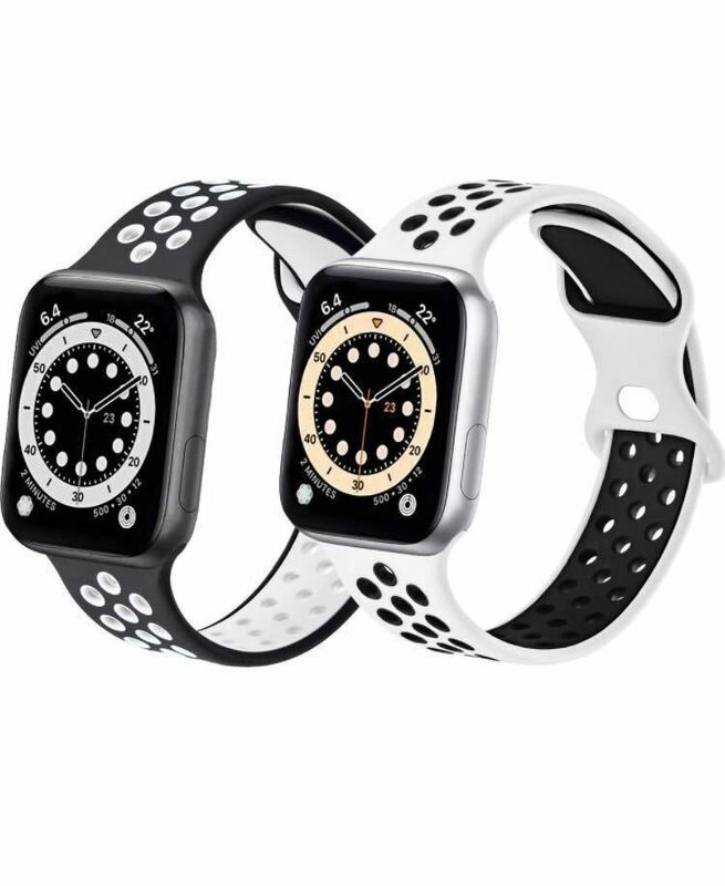 Apple Watch バンド, スポーツベルトシリコン 防汗アップルウォッチベルト　iWatch SE /Series8/7/6/5/4/3/対応　42/44/45/49mm 2本