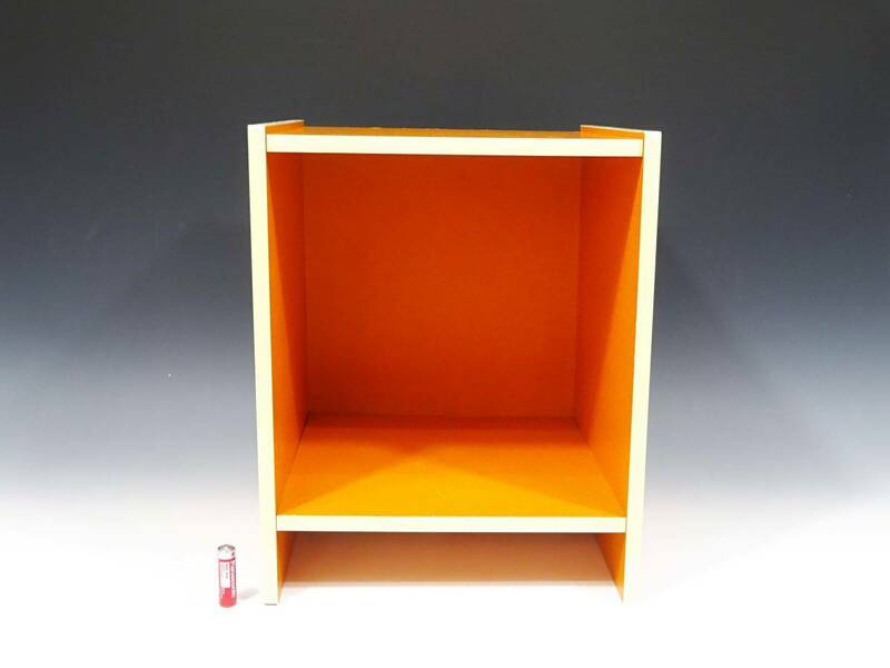 ◆(NS)昭和レトロポップ 一口 1個口 カラーボックス オレンジ 木製 リビング 飾り台 収納 小物入れ 雑貨入れ 本棚 正方形 インテリア雑貨