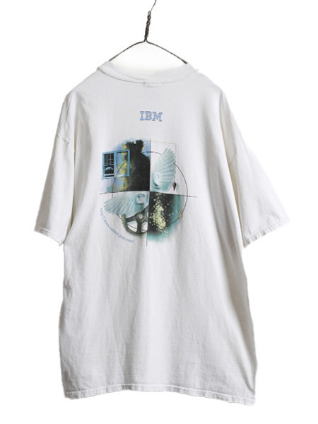 90s ★ IBM 企業 アート イラスト 両面 プリント Tシャツ ( メンズ XL ) 古着 90年代 オールド 当時物 ロゴ コンピューター ヘビーウェイト