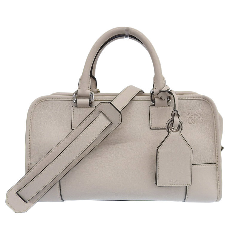 ロエベ LOEWE アマソナ28 2WAYバッグ ハンドバッグ ショルダーバッグ レザー ベージュ 中古 新入荷 OB1519