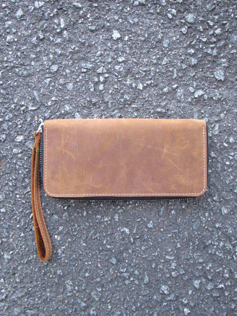 ①新品＊男女兼用＊革製品＊ラウンドファスナー＊長財布