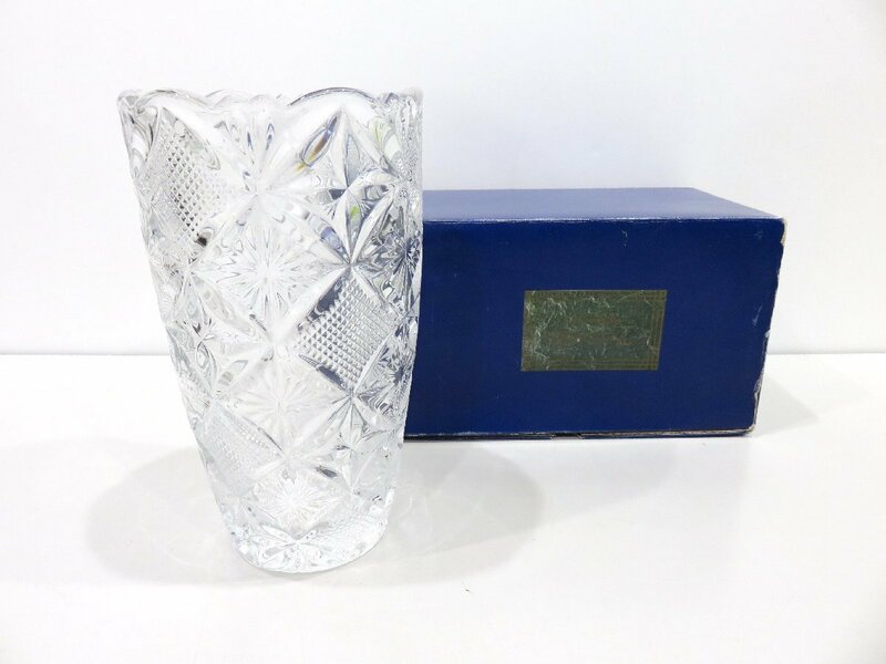 【76】Noritake ノリタケ 花瓶 クリスタル 花器 高さ約24cm カットガラス