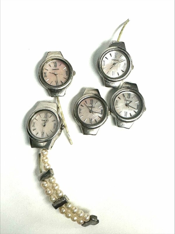 【80】1円～　MIKI Corporation ミキコーポレーション CAMELLIA カメリア シェル 腕時計 レディース ジャンク品　ベルトなし ピンク系