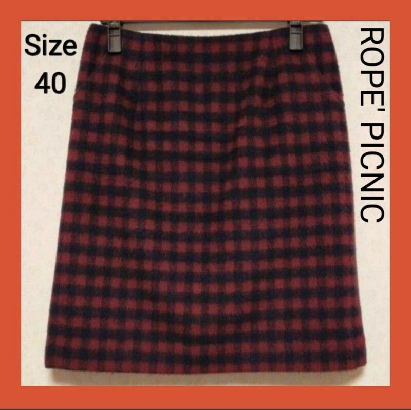 【送料無料】ROPE' PICNIC　 スカート チェックスカート　膝丈スカート　サイズ40