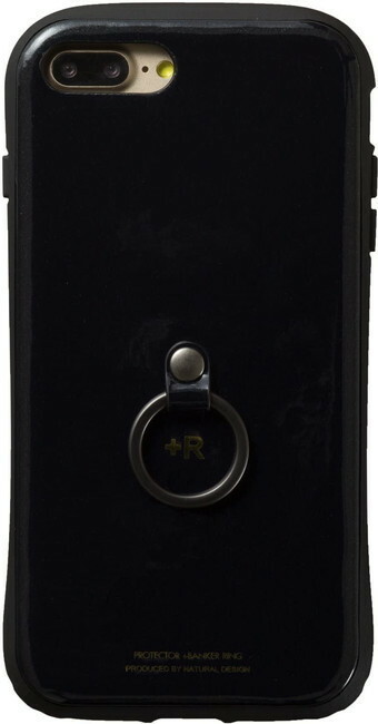 Natural design iPhone8PLUS iPhone7PLUS（5.5インチ）ケース フィンガーリング付ケース +R ブラック 衝撃吸収背面ケース