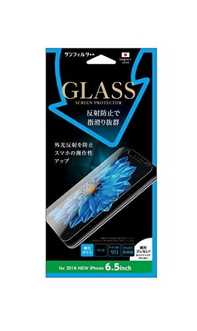 サンクレスト iPhone11ProMax iPhoneXSMax 強化ガラス 楽ピタ 置くだけで簡単に貼れる 2.5D マット 反射防止で指滑り抜群