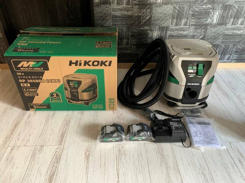 未使用 HiKOKI ハイコーキ コードレス集じん機 RP3608DB バッテリ 2個 BSL36B18 急速充電器 集塵機 粉じん 作業 現場 