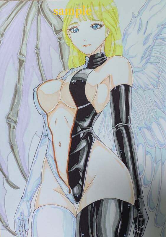 イラスト同梱OK オリジナル ボンテージ ガール　天使 + 悪魔 / 同人 手描き イラスト Fan Art bondage fetish　angel + devil　