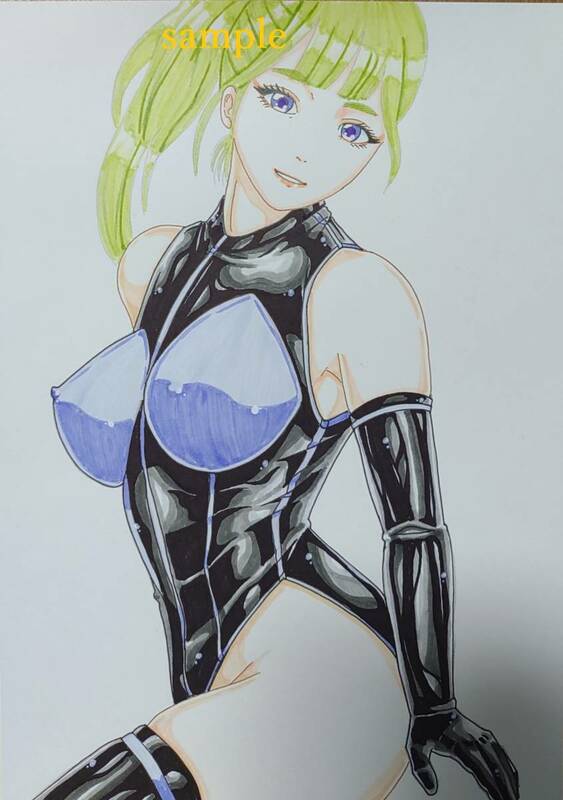 イラスト同梱OK オリジナル ボンテージ ガール　黒＆紫 / 同人 手描き イラスト Fan Art bondage fetish　black ＆ Purple　