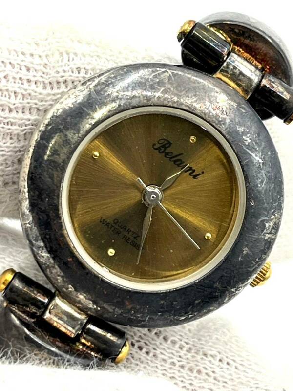 【電池切れ】BELAMI ベラミ クォーツ 腕時計 オリーブ文字盤 ラウンド バングルウォッチ レディース BA-664