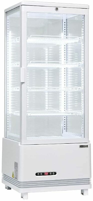 レマコム 4面ガラス 冷蔵ショーケース 卓上型 フォーシーズン 105L ホワイト R4G-105SLW LED 業務用 冷蔵庫 タテ型