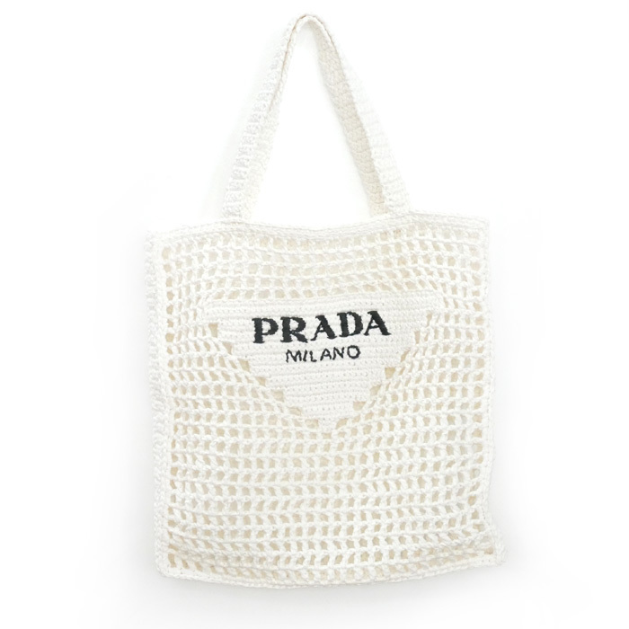 PRADA プラダ クロシェ トートバッグ ホワイト 1BG393 レディース 中古 美品