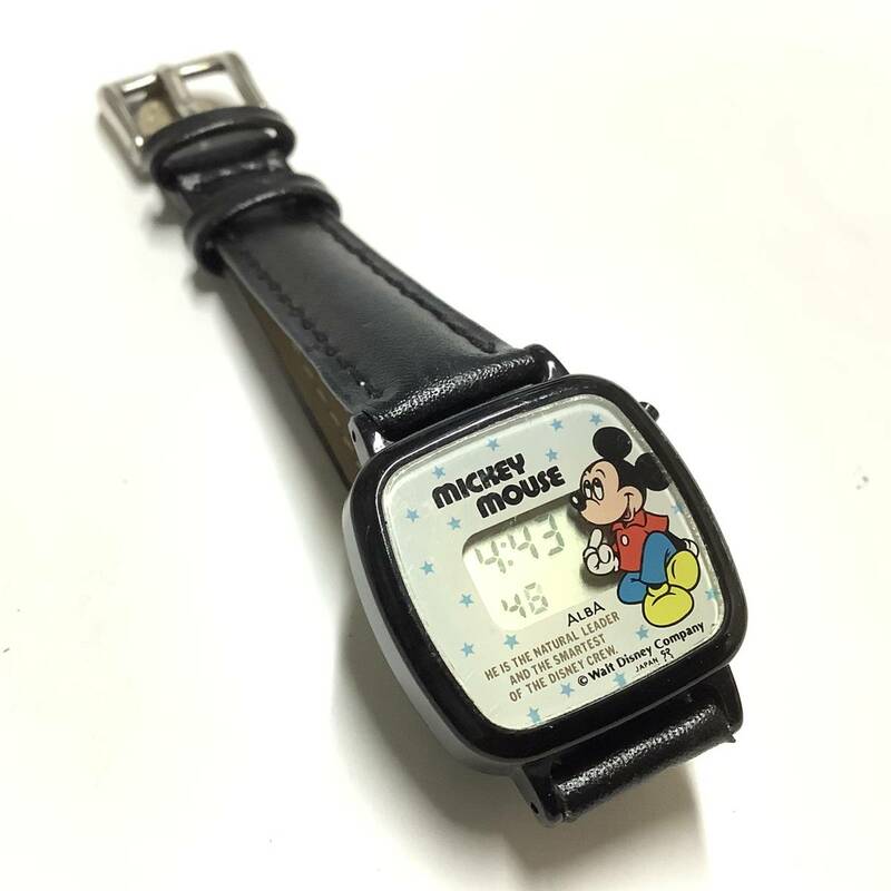 【レトロ希少品、電池＆ベルト交換済み】セイコー アルバ SEIKO ALBA ミッキーマウス デジタル 腕時計 キャラクターウォッチ