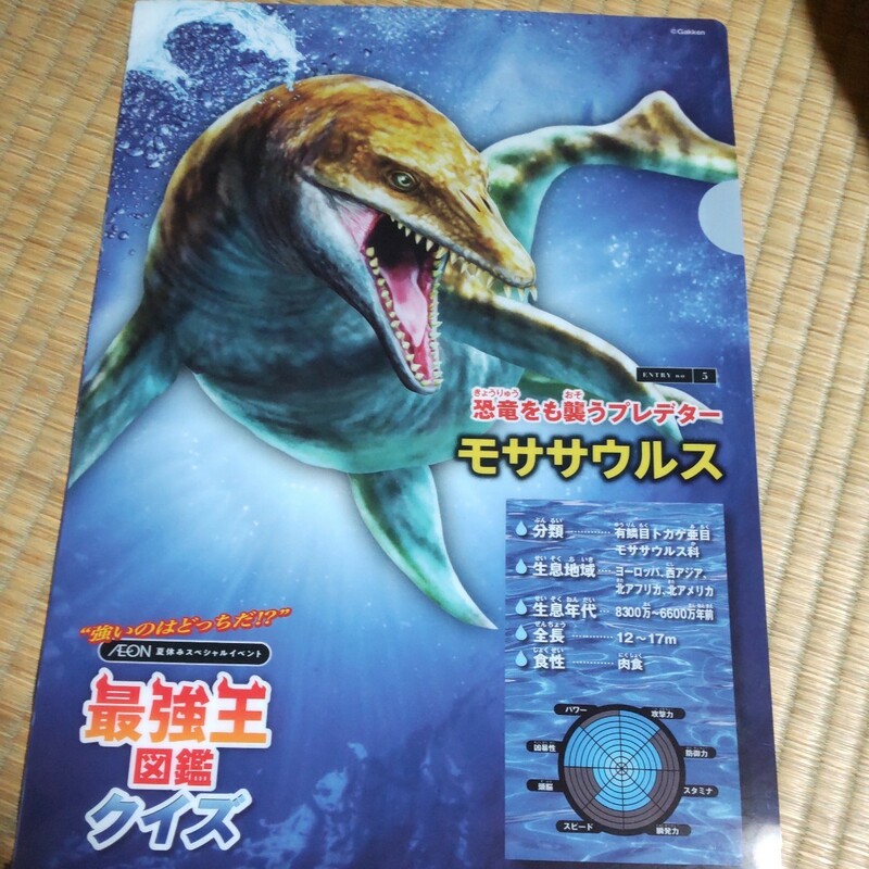 クリアファイル A4クリアファイル 最強王図鑑 モササウルス シロナがスクジラ 