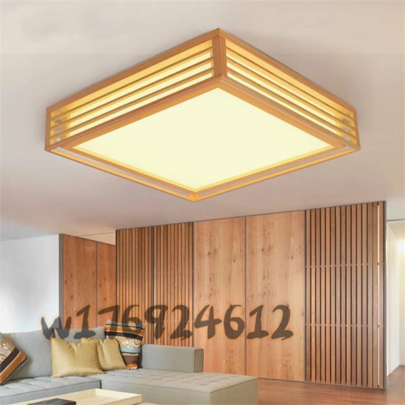 特売！極美品 LEDシーリングライト 天井照明 ロマテック雰囲気　正方形　 木製ランプ ベッドルーム リビングルーム 寝室