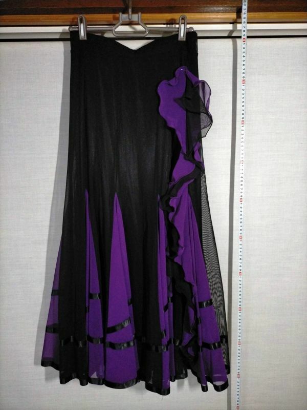 D022　『ACROSS』ドレススカート　社交ダンス　パーティー　衣装　ブラック系　