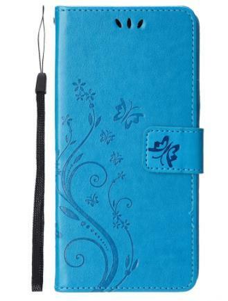 人気PU革手帳型Iphone7/8Gケース レザー耐衝撃可愛い 和柄 カード収納 ストラップ付き ☆青色