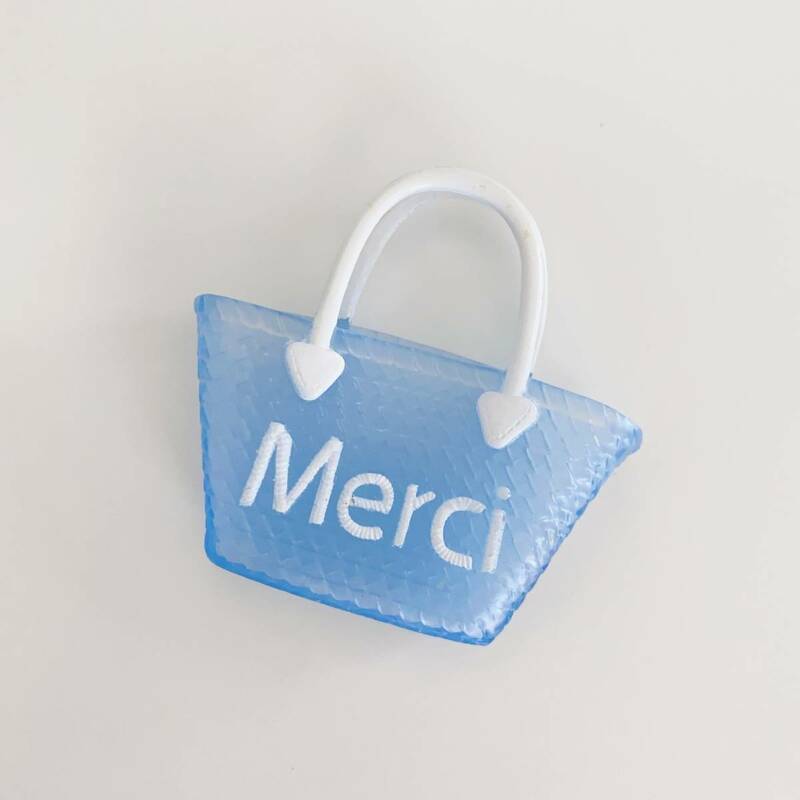 Licca リカちゃん、1/6ドール用 マルシェバッグ (ブルー) Merci メルシー ロゴ トートバッグ