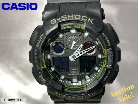 【可動品】CASIO カシオ G-SHOCK 腕時計 GA-100L（5081）グリーンブラック 20気圧防水 バックライト点灯確認済