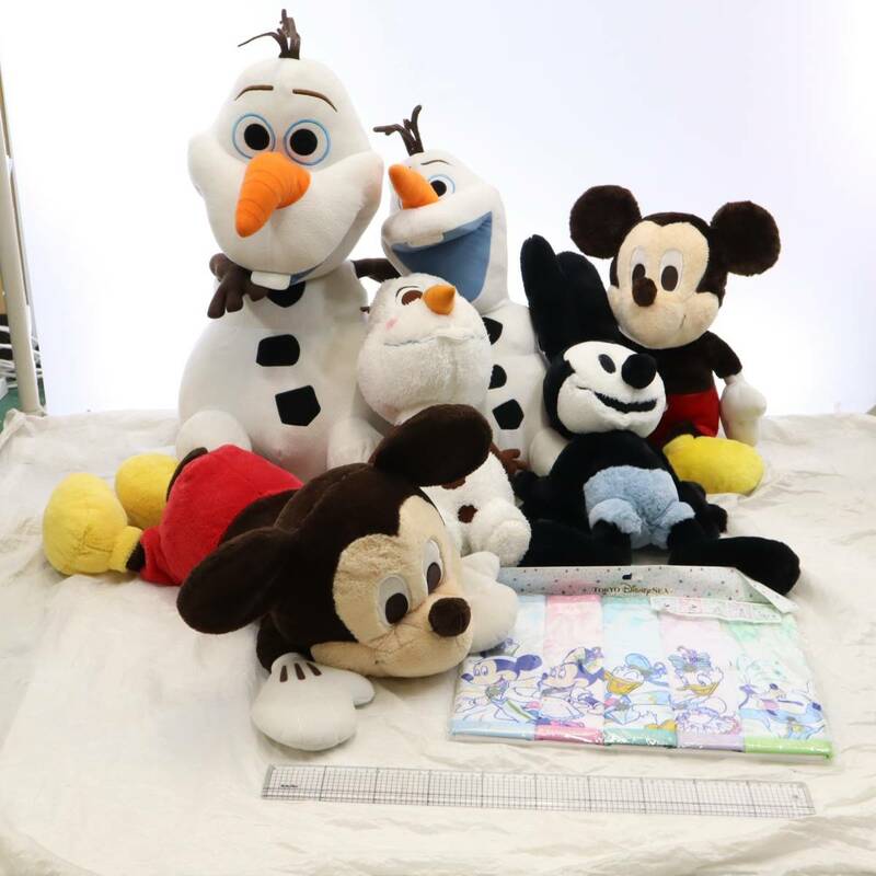 ●東京ディズニーシー 他 ミッキーマウス&オラフ ぬいぐるみ セット TOKYO DISENY SEA 未開封ハンドタオル付 アナと雪の女王 B127