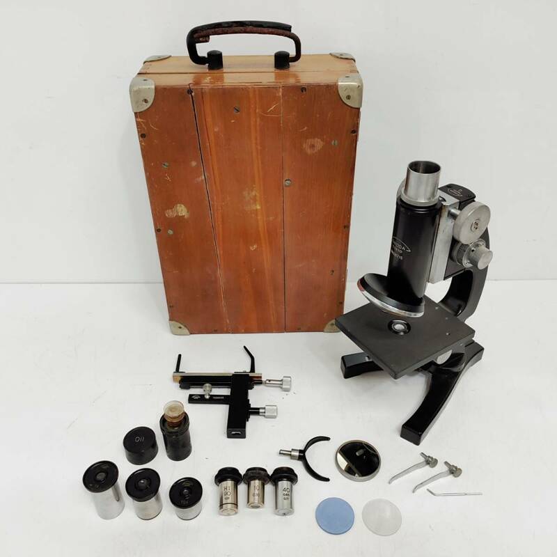 ●千代田 No28715 顕微鏡 TIYODA TOKYO 木箱付き ヴィンテージ 昭和レトロ 光学機器 M1151