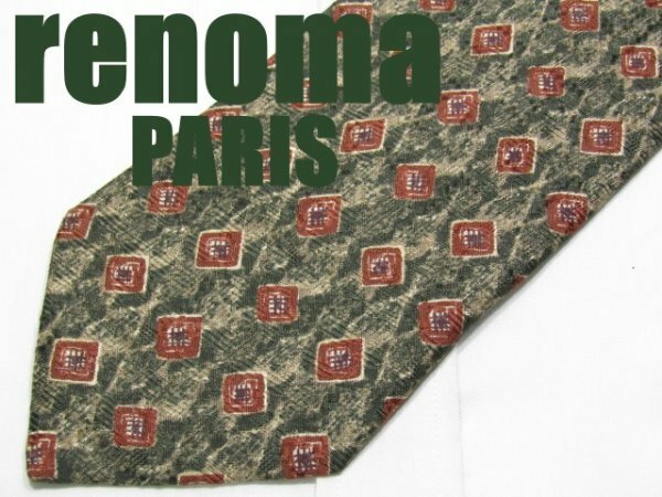 NA 398 【期間限定お試し】レノマ renoma PARIS ネクタイ グリーン系 小紋柄 アート ジャガード