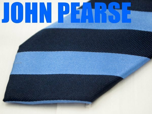 OA 444 【期間限定お試し】ジョンピアース JOHN PEARSE ネクタイ 紺 青色系 ストライプ柄 ジャガード