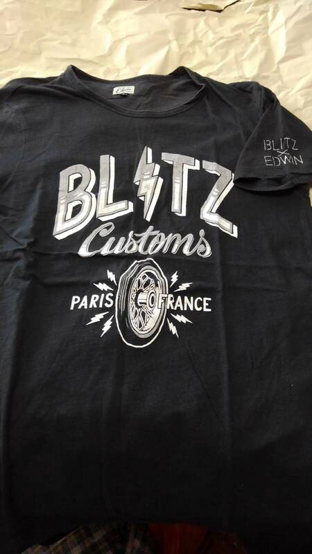 レア！ BLITZ Custms X EDWIN エドウィン バイカーTシャツ　S　パリ　フランス M.C 旧車　ハーレー　H.D カスタム