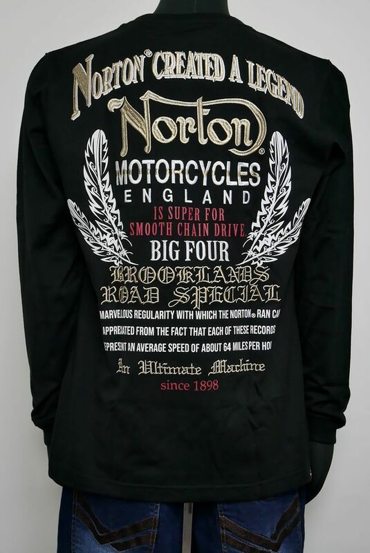 新品正規 Norton ノートン フェザーゴールドロンT 233N1104 黒L トップス 長袖 ロゴ刺繍