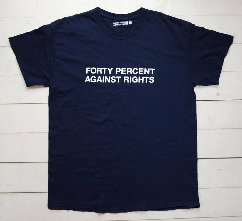 FORTY PERCENT AGAINST RIGHTS フォーティーパーセント ロゴプリントTシャツ M ネイビー FPAR WTAPS DESENDANT