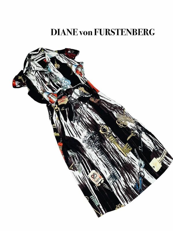 新品同様◆ Diane Von Furstenberg ダイアンフォステンバーグ◆総柄　シルクワンピース　ロングワンピース　サイズ M
