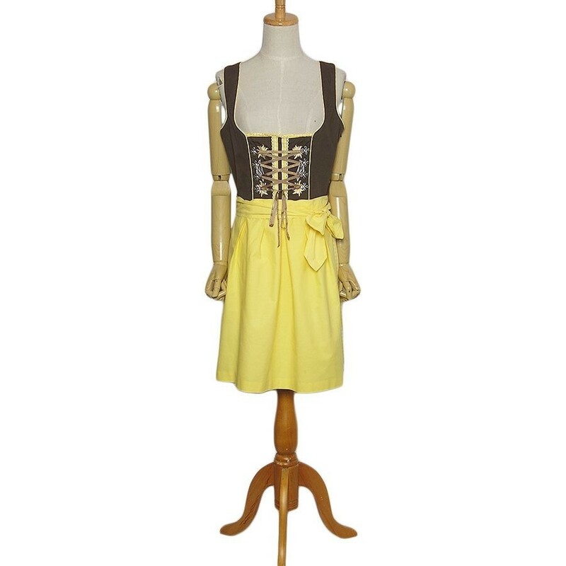 Busserl Trachten エプロン付き ディアンドル チロル ワンピース ドレス レディース M位 ヨーロッパ古着 民族衣装