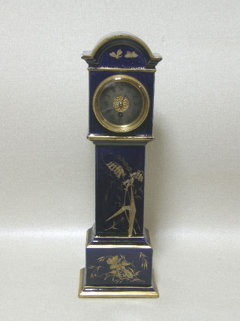 置き時計　アンティーク　ビッグベン　陶器ケース　金彩花鳥画　テンプ式