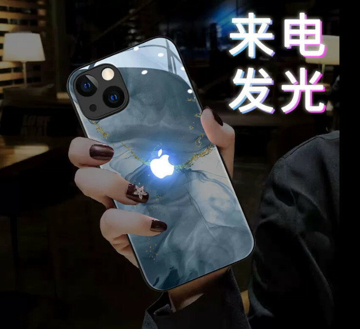 着信光る iphone12Pro Max ケース アイフォン12プロ マックス Ledロゴライト 輝くロゴライトアップロゴケース照明カバーガラスバックカバー