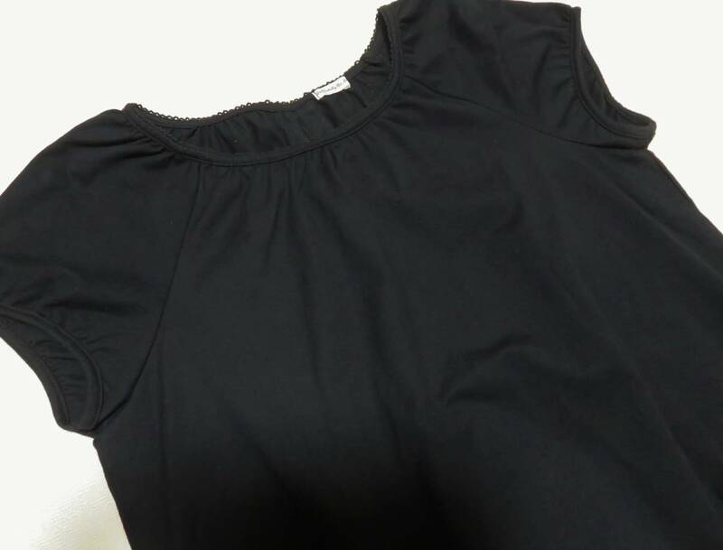 未使用に近い ドゥ ファミリィ 天竺 ギャザー シャツ 半袖 カットソー Tシャツ ブラック/黒 6901 Ｍ 日本製 DO! FAMILY ドゥ ファミリー