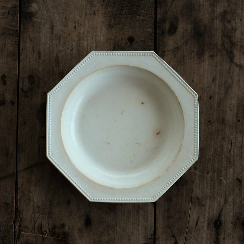19世紀フランス モントロー 初期 ファイアンスフィーヌ オクトゴナル プレート / アンティーク1800年代 MONTEREAU 八角皿 深皿 ピカソ 7