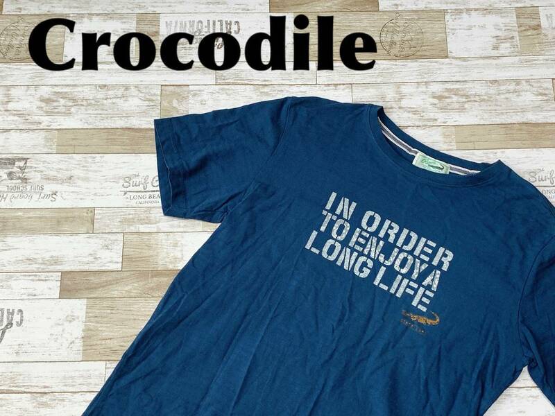 ☆送料無料☆ Crocodile クロコダイル 古着 半袖 Tシャツ メンズ M ネイビー トップス 中古 即決