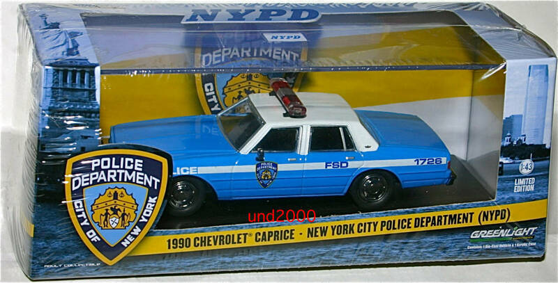 Greenlight 1/43 1990シボレー カプリス NYPDポリスカーChevrolet CapriceグリーンライトNew York City Police Departmentニューヨーク市警