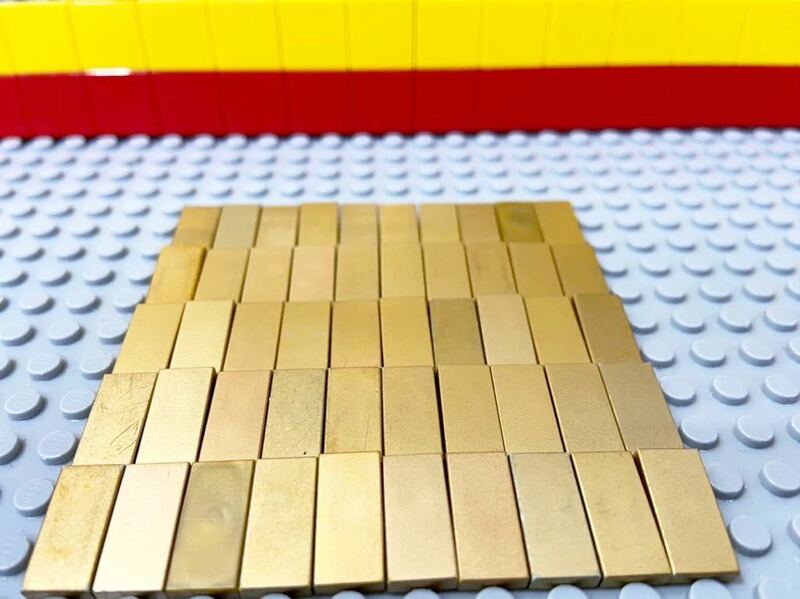 ☆ゴールド☆ レゴ　タイルパーツ　大量50個　金色　金塊　1×2 プレート　平パーツ　B82911